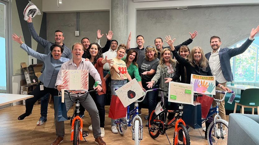 PagerDuty employees on bicycles in their office PagerDuty employees on bicycles in their office